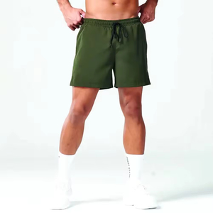 Pantalones Cortos Deportivos para Hombre al por Mayor, de Alta Calidad, con Logotipo Personalizado, Cintura Elástica, Poliéster Transpirable, Color Negro Sólido Informal - Product Image 1