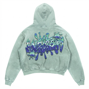 Men's Front Pullover <b>Hoodie</b> 400 GSM Cotton Fleece <b>Oversized</b> Fit Eco-Friendly Anti-Wrinkle Breathable Custom Puff Printed <b>White</b> - Product Image 2