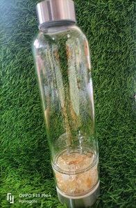 Bouteille en pierre de puces naturelles, vente en gros, pendentif en pierre naturelle, bouteille en verre et cristal en acier pour la guérison - Product Image 2