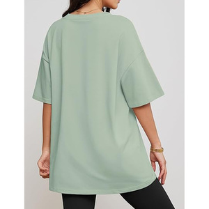 Camiseta Negra Oversize de Cuello Redondo para Mujer, Manga Corta, Corte Holgado, 100% Algodón Jersey, Color Sólido, Transpirable, para Todas las Temporadas - Product Image 6