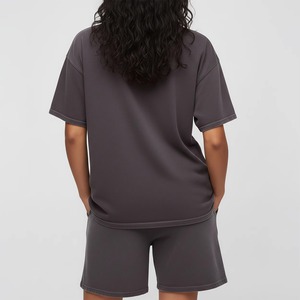 Conjunto de 2 Piezas para Mujer, Camiseta de Manga Corta y Pantalones Cortos, Estilo Casual, Ligero, Transpirable, de Secado Rápido, Algodón, Estilo Urbano - Product Image 2