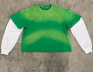 <b>Men's</b> <b>Green</b> <b>Tie</b> Dye Cotton Short Sleeve O-Neck Breathable Regular Fit Street Style T-Shirt - Product Image 4