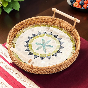 Bandeja de Servir para el Desayuno, Decoración del Hogar, Cesta Tejida a Mano Natural, Bandeja para Servir Alimentos, Bandeja de Desayuno de Ratán Hecha a Mano - Product Image 6