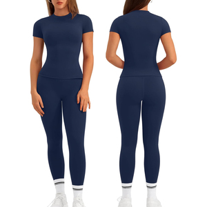 Conjunto de Yoga de 2 Piezas Negro, Cuello Redondo, Sin Mangas, Leggings de Cintura Alta, Transpirable, Ecológico, Spandex/Nylon, Ropa Deportiva - Product Image 4