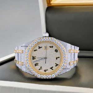 Arabic Numerals Moissanite <b>Watch</b> - Hand-<b>Set</b> Moissanite Fashion <b>Watch</b>, Luxury Iced Out Men's Wrist Accessory, Handmade in India - Product Image 2