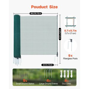 Recinzione Temporanea da Giardino 3.9 X 49.2 FT con Pali e Picchetti a Doppia Punta, Rete in Plastica per Tralicci e Cancelli - Product Image 2