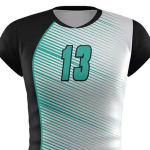 Camiseta de Voleibol Negra para Hombre, Número 13, Impresión Digital, Ajustada, Manga Corta, Absorbe la Humedad, 100% Algodón, Nombre del Equipo Personalizado, Verano - Product Image 3