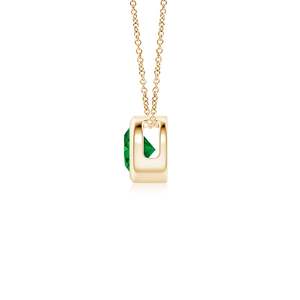 14K <b>Solid</b> <b>Gold</b> Natural Emerald Bezel-Set Round Solitaire <b>Pendant</b> Classic Fine Jewellery Wedding Anniversary Gift For Her 2026 - Product Image 2