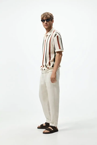 เสื้อโปโลคอวีถักลายทางแบบโปร่ง แขนสั้นสำหรับผู้ชาย รุ่น Custom Light Summer - Product Image 5