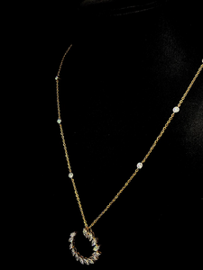 Collar de lujo con diamantes redondos en forma de media luna y cadena con engaste de bisel, elegante joyería fina para mujer, regalo de aniversario de bodas. - Product Image 2