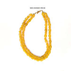 Heritage Aura Handmade Glass Beaded Heart <b>Necklace</b> with Yellow Round <b>Statement</b> Party Wedding Jewelry Collection - Product Image 3