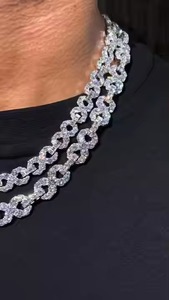 Cadena cubana de diamantes de lujo, chapada en oro blanco, plata de ley S925, con diamantes de moissanita, estilo hip hop, para unisex. - Product Image 5