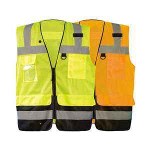 High Visibility Reflective Safety Vest with Zipper Mesh <b>Fabric</b> Utility Pockets and <b>Silver</b> Reflective Stripes for men - Product Image 3