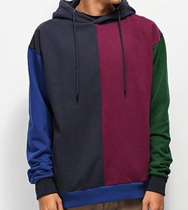 Sweat-shirt à capuche bicolore en coton épais pour homme, personnalisable avec logo, style streetwear, design personnalisé, sweat-shirt à blocs de couleur pour homme - Product Image 1