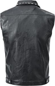 Chaleco de Cuero PU Negro para Hombre, Más Vendido, con Tachuelas, Sin Mangas, Ajustado, Estilo Motero, para Fiesta y Ropa Urbana, con OEM - Product Image 2