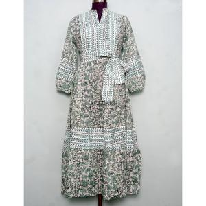 Robe longue trapèze confortable et légère pour femme, élégante, simple, à manches longues, en dentelle florale, unie, imprimée numériquement, tricotée - Product Image 3