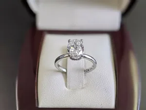 Moissanite Engagement <b>Ring</b> 925 Sterling <b>Silver</b> Oval Cut <b>Solitaire</b> Wedding <b>Ring</b> for Women - Product Image 4