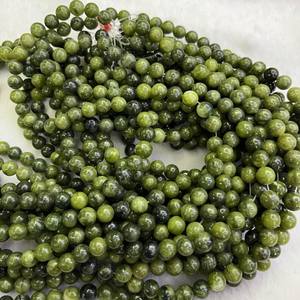Cuentas redondas lisas de jade verde natural, piedras preciosas sueltas para la fabricación de joyas, pulseras, collares, lote a granel - Product Image 3