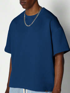 Camiseta Azul Extra Grande para Hombre, 100% Algodón Jersey, 240g, Corte Regular, Estilo Casual Urbano, Transpirable - Product Image 4