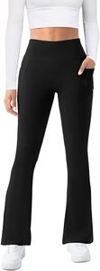 Non-See-Through Women's High Waist <b>Flared</b> Legs Fitness <b>Leggings</b> | Premium Quality Lightweight Spandex/Nylon Breathable Full Yoga - Product Image 6
