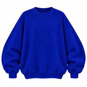 เสื้อสเวตเชิ้ตคอกลมทรงหลวมสีน้ำเงินรอยัลแบบสั่งทำพิเศษสำหรับผู้หญิง ขายส่ง แบรนด์ส่วนตัว ผู้ผลิตเสื้อผ้าในสหรัฐอเมริกา สหราชอาณาจักร ยุโรป - Product Image 1