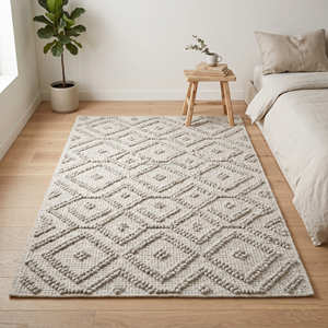 Tapis de couloir en coton style ferme avec détails tissés texturés pour couloir, chambre et décoration intérieure contemporaine - Product Image 6