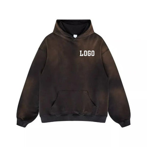 Sudadera con capucha para hombre, estilo vintage, lavado ácido, diseño desgastado, corte holgado, tejido suave, con capucha ajustable y bolsillo canguro. - Product Image 6