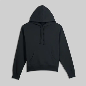 Sweat à capuche noir pour homme en molleton de coton, coupe oversize, couleur unie, décontracté, avec poche kangourou, logo frontal, hiver - Product Image 1