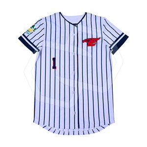 Camiseta de Béisbol Personalizada para Hombre, Manga Corta a Rayas, Cierre de Botones, Logotipo Impreso por Sublimación, 100% Poliéster, Unisex para Adultos, Premium - Product Image 1