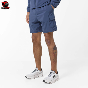 Conjunto Deportivo Ligero con Chaqueta con Capucha Azul y Pantalones Cortos, Ropa Deportiva para Correr, Conjunto Deportivo de Nailon - Product Image 4