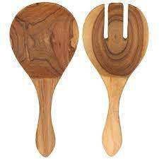 Bamboo salad spoon fork serving set reusable eco friendly utensils for salad <b>pasta</b> fruit and dining table decor - Product Image 2