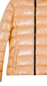 Orange Women's Hooded Quilted <b>Jacket</b> Full Sleeve <b>Winter</b> Puffer Zipper Closure Solid Color Lightweight <b>Waterproof</b> Windproof - Product Image 3