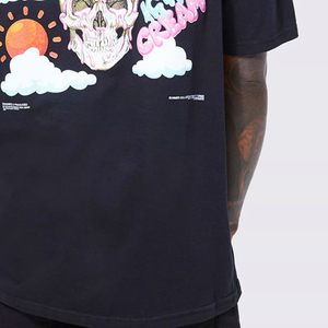 เสื้อยืดโอเวอร์ไซส์ผู้ชาย พิมพ์ลายกะโหลกไอศกรีม คอกลม แขนสั้น ผ้าฝ้าย สไตล์ลำลอง สตรีทแวร์ - Product Image 5