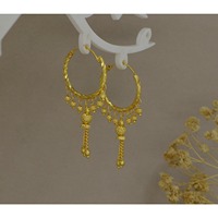 Ensemble de bijoux indiens traditionnels de Bali pour femmes, boucles d'oreilles créoles multi-or plaqué or ethnique classique, qualité d'exportation