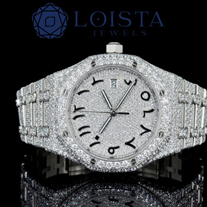Reloj de Lujo con Diamantes Estilo Hip Hop, Movimiento Automático, Reloj de Moissanita con Incrustaciones de Diamantes para Hombre, con Caja - Product Image 1