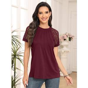 2025, camisetas de verano para mujer, camisas de negocios de manga corta a la moda, blusas de seda informales para trajes de vacaciones de primavera, talla XL - Product Image 5