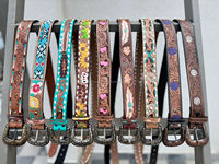 Ceinture de fleurs en cuir usiné à la main avec point de bouc Western 100% ceinture en cuir véritable ceintures en cuir de vachette de haute qualité pour unisexe