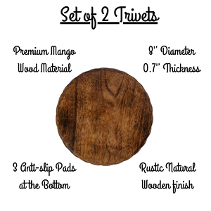 Juego de 2 Salvamanteles Redondos Rústicos de Madera Hechos a Mano de 8 Pulgadas para Ollas Calientes, Platos, Teteras y Sartenes para Mesa de Cocina - Product Image 4