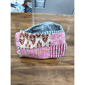 Pochette cosmétique en coton à motif floral de style japonais, petite pochette portable à fermeture éclair, rose, multicolore, motifé, cadeau - Product Image 1