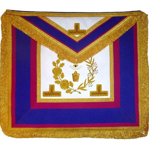 Tablier maçonnique Past Master Blue Lodge avec broderie à la main en fils d'or, bleu et blanc, Régalia Franc-maçon - Product Image 5