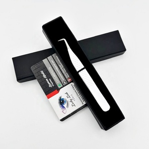 90 Degree Slim Boot <b>Volume</b> Customizable Private White Shine <b>Powder</b> Coated Solid Stainless Steel Eyelash Tweezers Diamond Grip - Product Image 6