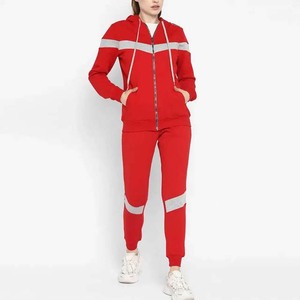 Conjunto Deportivo Rojo con Capucha para Mujer, Color Sólido, Manga Larga, Sudadera con Cordón, Pantalones Casuales, Transpirables, de Poliéster, para Otoño - Product Image 2