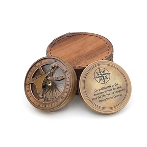 Nautical <b>Antique</b> Brass <b>Compass</b> Porthole Mirror with Leather Box Wall Mirror Pirate Decor Vintage Maritime and Home Decoration - Product Image 1