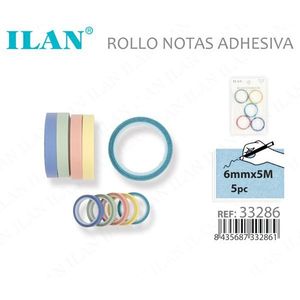 Nastro adesivo ILAN 6mmx5M 5 pezzi colori Morandi per lavori manuali ed etichettatura - Product Image 3