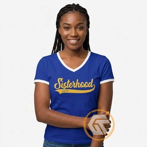 T-shirt personnalisé Sororité Femme Sigma Gamma Rho Trésors Grecs 100% Coton Jersey Col en V Anti-UV Respirant Été - Product Image 2