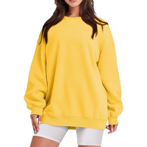 Sweat-shirts surdimensionnés personnalisés pour femmes, vente en gros, pulls à col rond vierges, sweats en molleton OEM pour femmes - Product Image 3