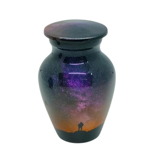 Elegant Midnight Black Aluminium <b>Small</b> <b>Urn</b> <b>for</b> <b>Human</b> <b>Ashes</b> with Golden Tree Motif and Premium Velvet Presentation Case - Product Image 4