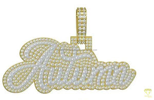 Collier pendentif personnalisé en or plaqué avec nom, diamant de laboratoire et jasmin de haute qualité, bijou plaqué or avec nom gravé - Product Image 6