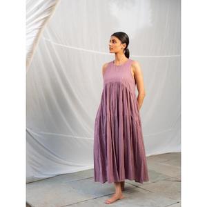Vestido Maxi de Algodón Verde Oliva de Alta Demanda, Corte A, Manga Casquillo, Cuello en V, Transpirable, Antiestático, Estilo Sencillo, con Bolsillos, para Primavera - Product Image 3