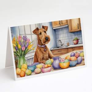 Whimsical A7 Size 5x7 Irish Terrier <b>Easter</b> Decorations <b>Pack</b> of 8 Blank Note <b>Cards</b> with Envelopes for Greetings - Product Image 1